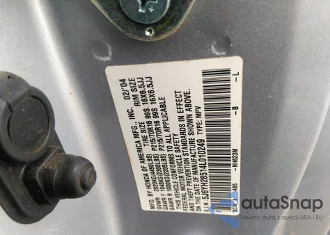 2004 Honda Element Ex z USA, uszkodzony, nr VIN 5J6YH28514L010249